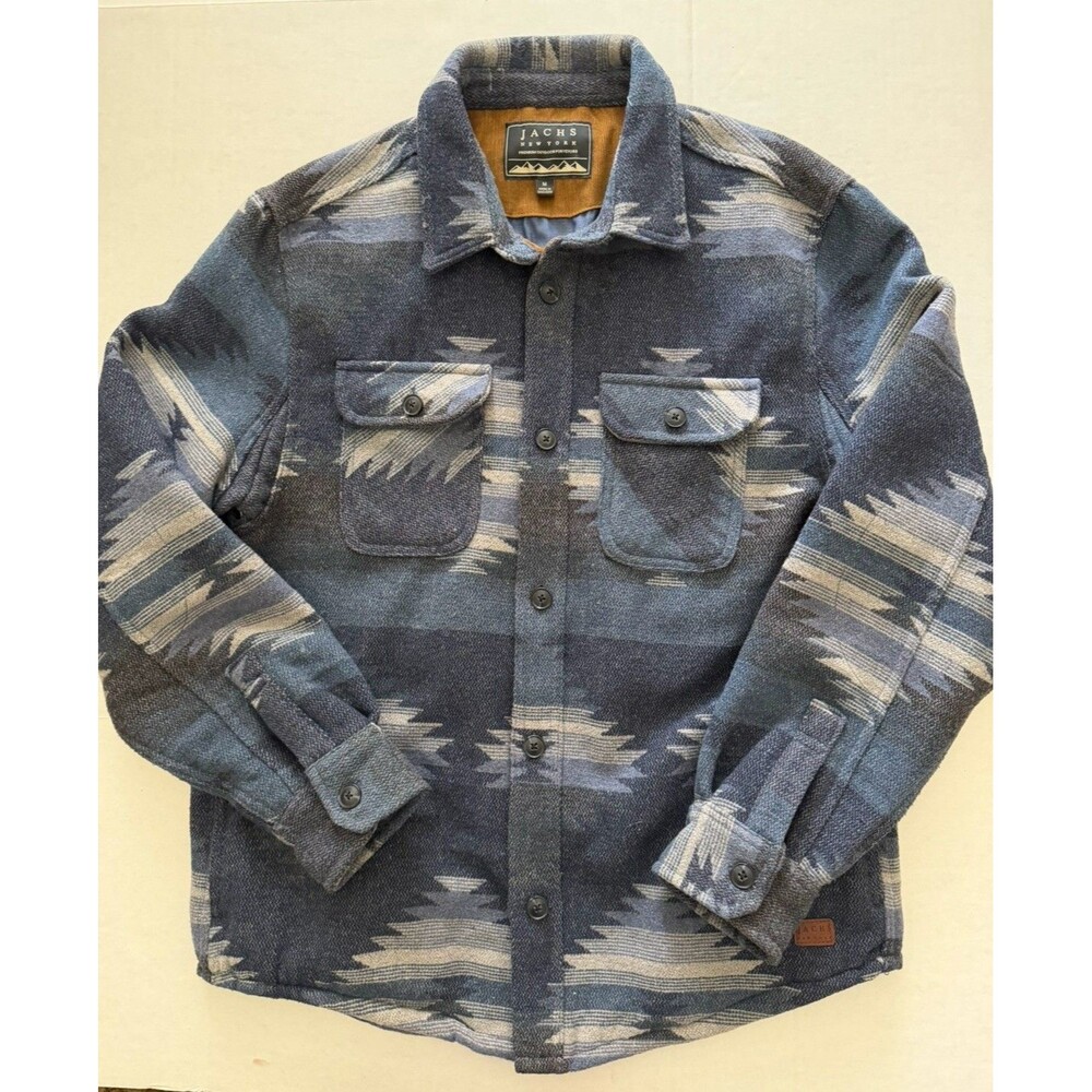 Jachs New York Men's M Aztec Wool Blend Shirt Jacket Shacket Blue Grey - NWOT